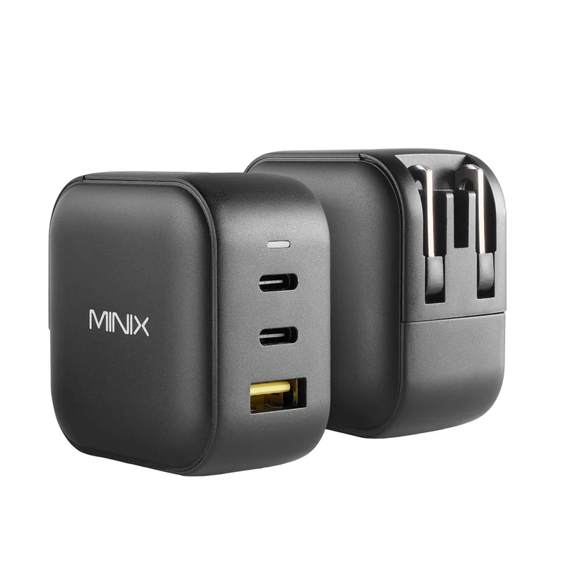MINIX P1 66W 3-Port GaN Wall Charger with Interchangeable Plugs