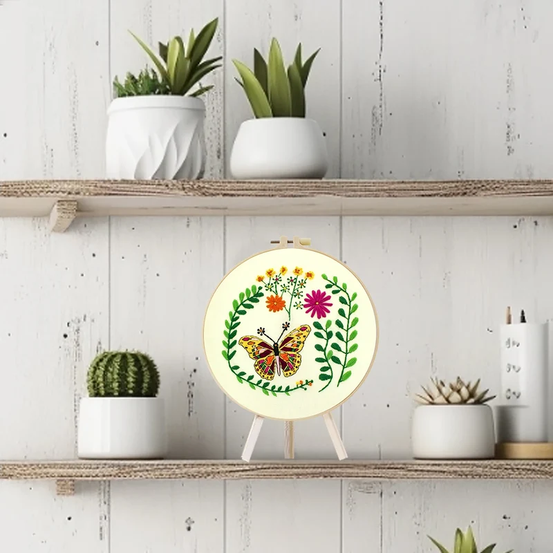 Factory DIY Flowers and Butterflies Practice Embroidery Set for Beginners Semi finished Handmade Cross stitch Decoration Crafts