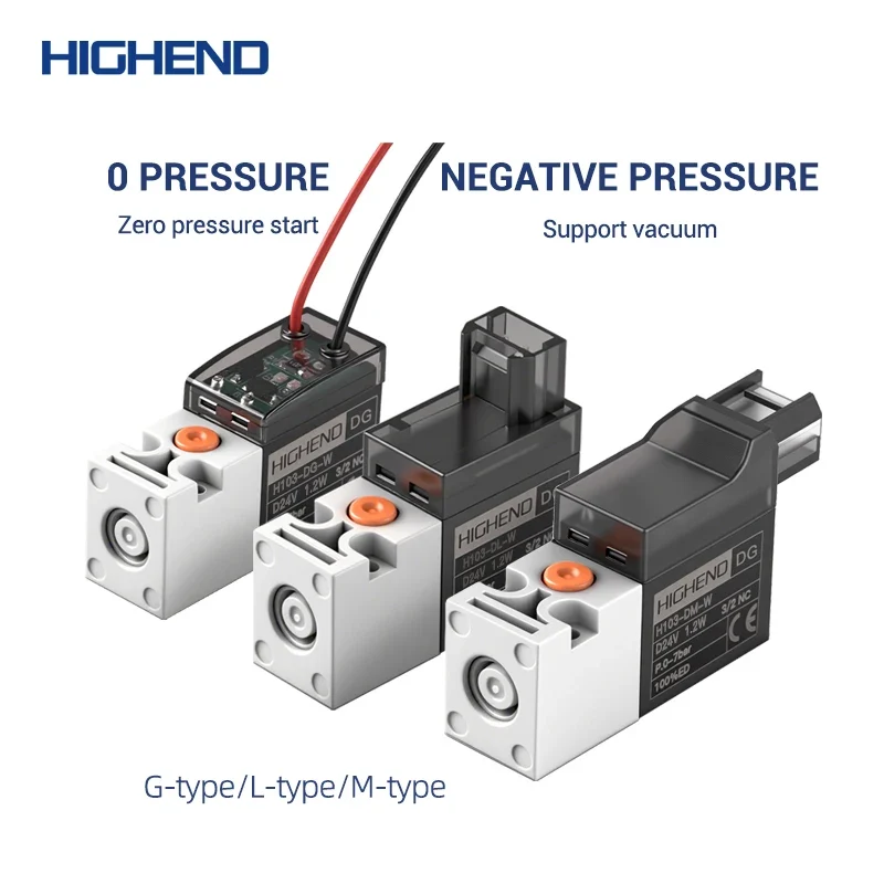 Highend 3/2 Way Direct Acting Mini Solenoid Valve 24v 10mm L/M/G-type Vacuum Plastic Mini Sock Knitting Solenoid Valve