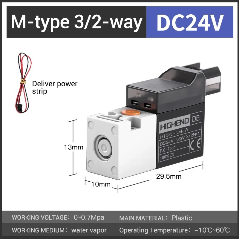 Highend 3/2 Way Direct Acting Mini Solenoid Valve 24v 10mm L/M/G-type Vacuum Plastic Mini Sock Knitting Solenoid Valve