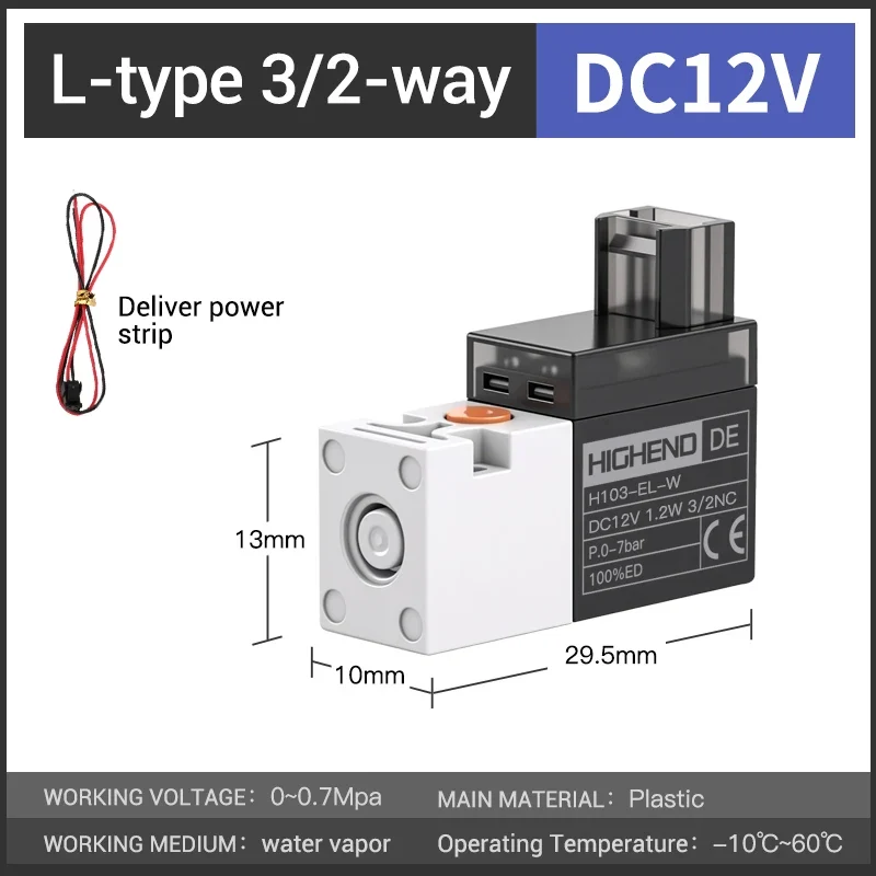 Highend 3/2 Way Direct Acting Mini Solenoid Valve 24v 10mm L/M/G-type Vacuum Plastic Mini Sock Knitting Solenoid Valve