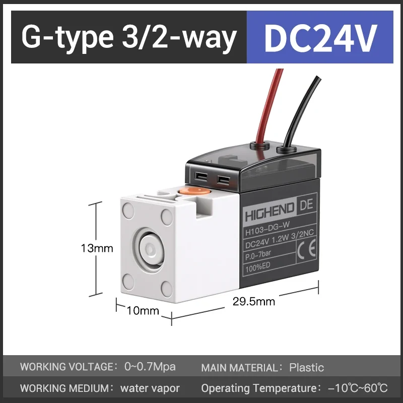 Highend 3/2 Way Direct Acting Mini Solenoid Valve 24v 10mm L/M/G-type Vacuum Plastic Mini Sock Knitting Solenoid Valve
