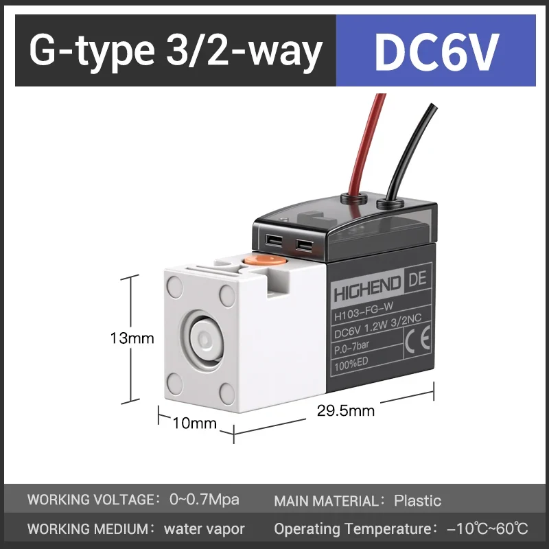Highend 3/2 Way Direct Acting Mini Solenoid Valve 24v 10mm L/M/G-type Vacuum Plastic Mini Sock Knitting Solenoid Valve