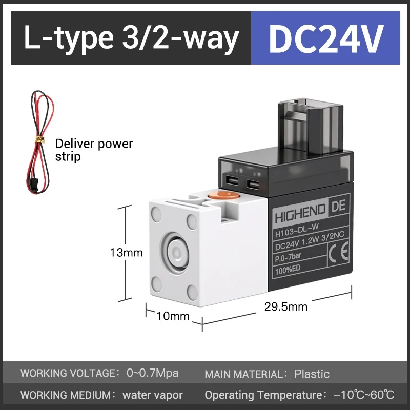 Highend 3/2 Way Direct Acting Mini Solenoid Valve 24v 10mm L/M/G-type Vacuum Plastic Mini Sock Knitting Solenoid Valve