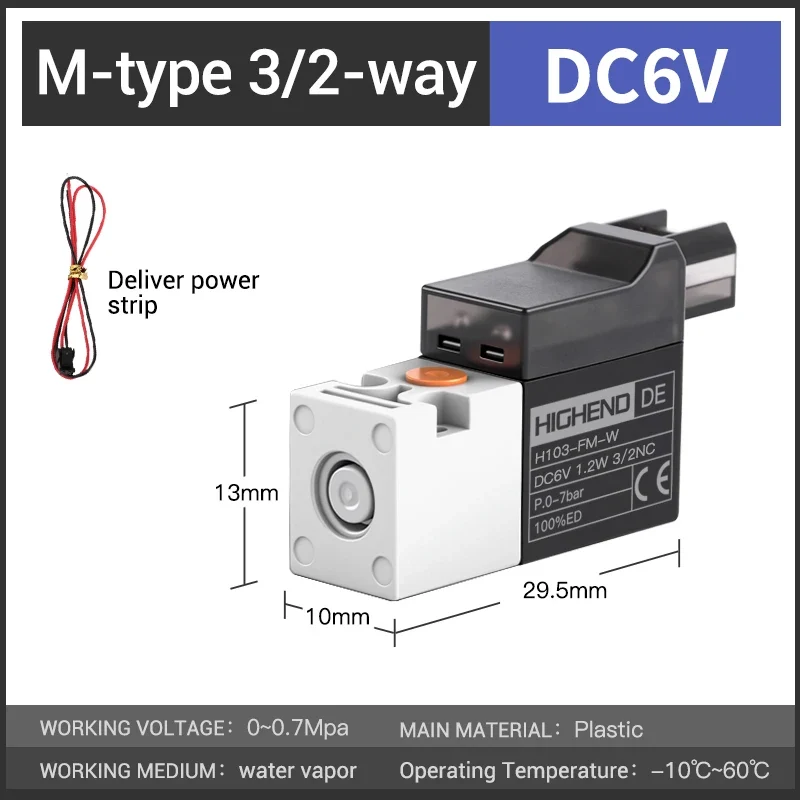 Highend 3/2 Way Direct Acting Mini Solenoid Valve 24v 10mm L/M/G-type Vacuum Plastic Mini Sock Knitting Solenoid Valve