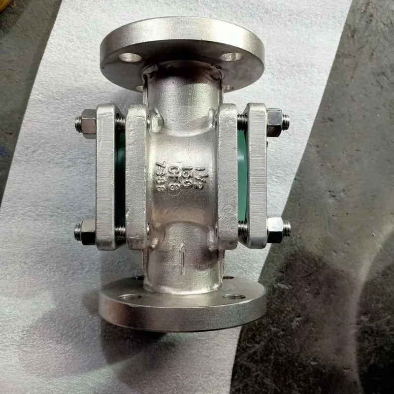 High-Temperature Manual Flow Valve Sight Glass Indicator Double Window Sight Glass with SS Flange for Hot Media