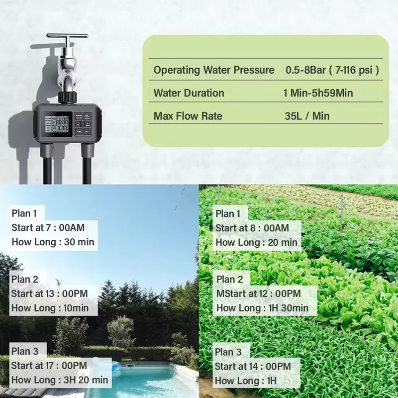 Smart Digital Drip Irrigation Controller Garden Watering Timer for Greenhouse Lawn Diaphragm Structure