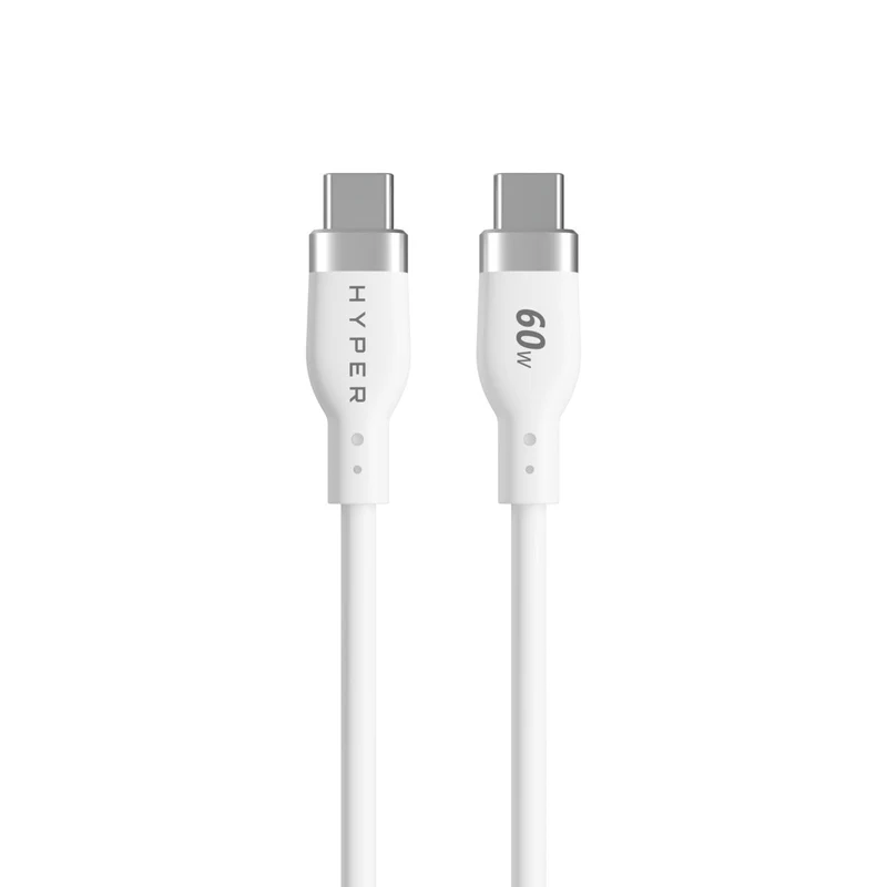 HyperJuice USB-C Silikon-Ladekabel (1.5m/5ft) - Weiß