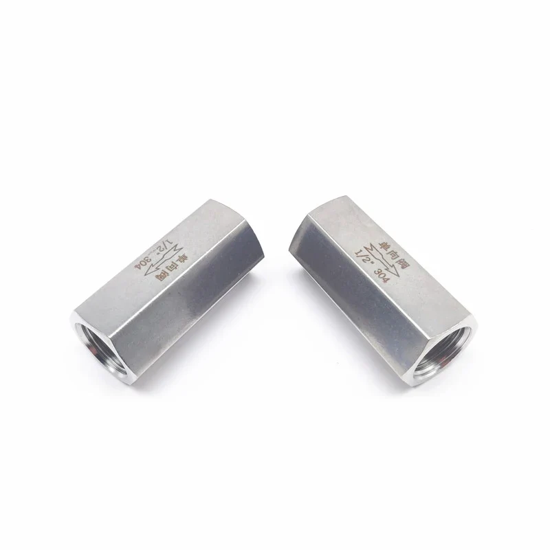 1/8" 1/4" 3/8" 1/2" 3/4" 1" 304 Stainless Steel One-Way Check Valve with Ball Structure Hexagonal Female Thread