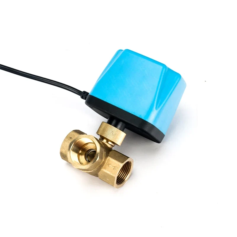 1/2" to 2" Three Way Electric Motorized Brass Ball Valve Water 220VAC/12VDC/24VDC Two Wire Normally Close L/T Type Control Valve