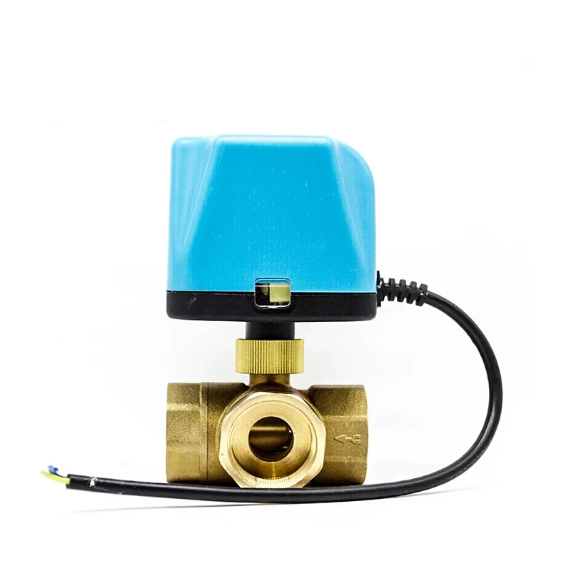 1/2" to 2" Three Way Electric Motorized Brass Ball Valve Water 220VAC/12VDC/24VDC Two Wire Normally Close L/T Type Control Valve