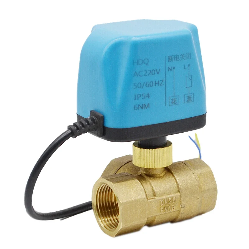 1/2" to 2" Three Way Electric Motorized Brass Ball Valve Water 220VAC/12VDC/24VDC Two Wire Normally Close L/T Type Control Valve