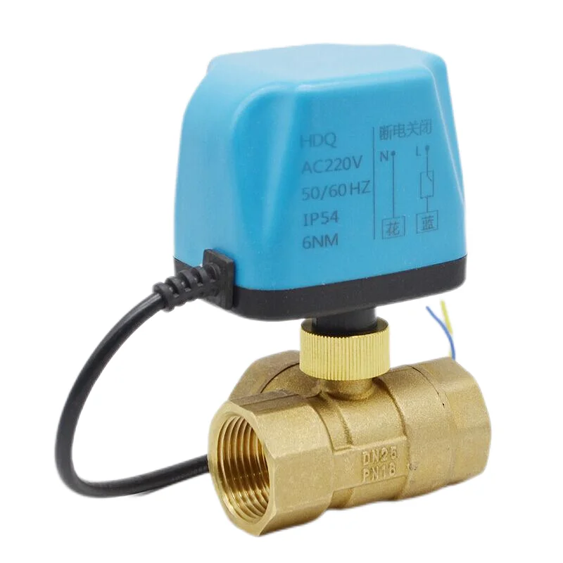1/2" to 2" Three Way Electric Motorized Brass Ball Valve Water 220VAC/12VDC/24VDC Two Wire Normally Close L/T Type Control Valve