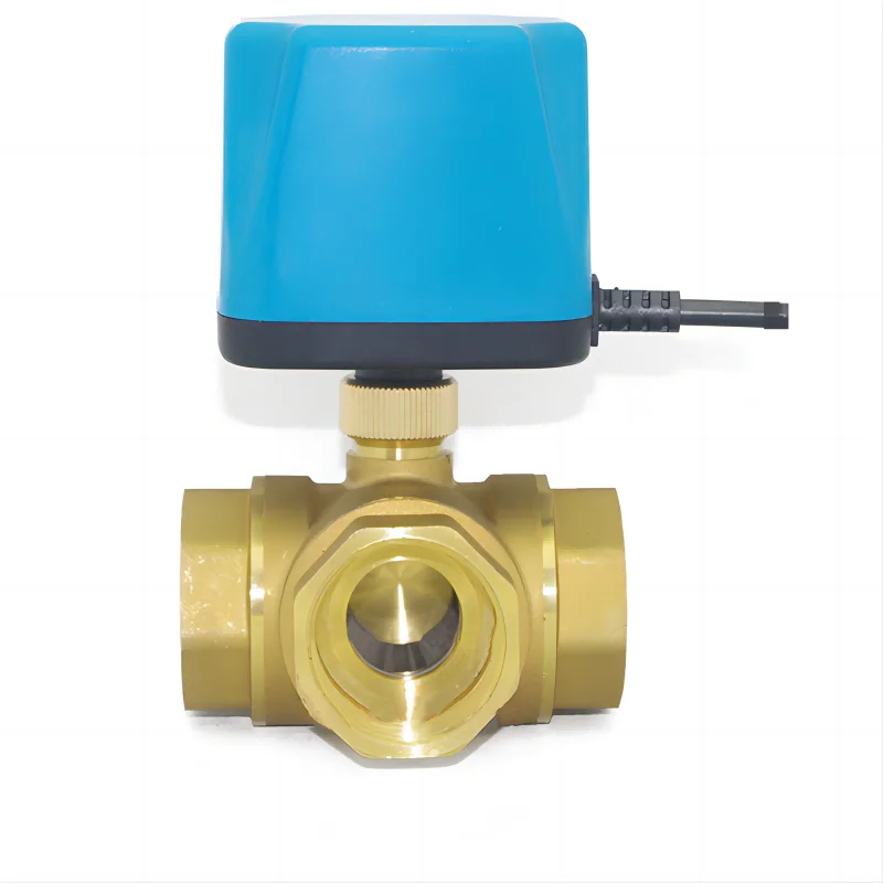 1/2" to 2" Three Way Electric Motorized Brass Ball Valve Water 220VAC/12VDC/24VDC Two Wire Normally Close L/T Type Control Valve