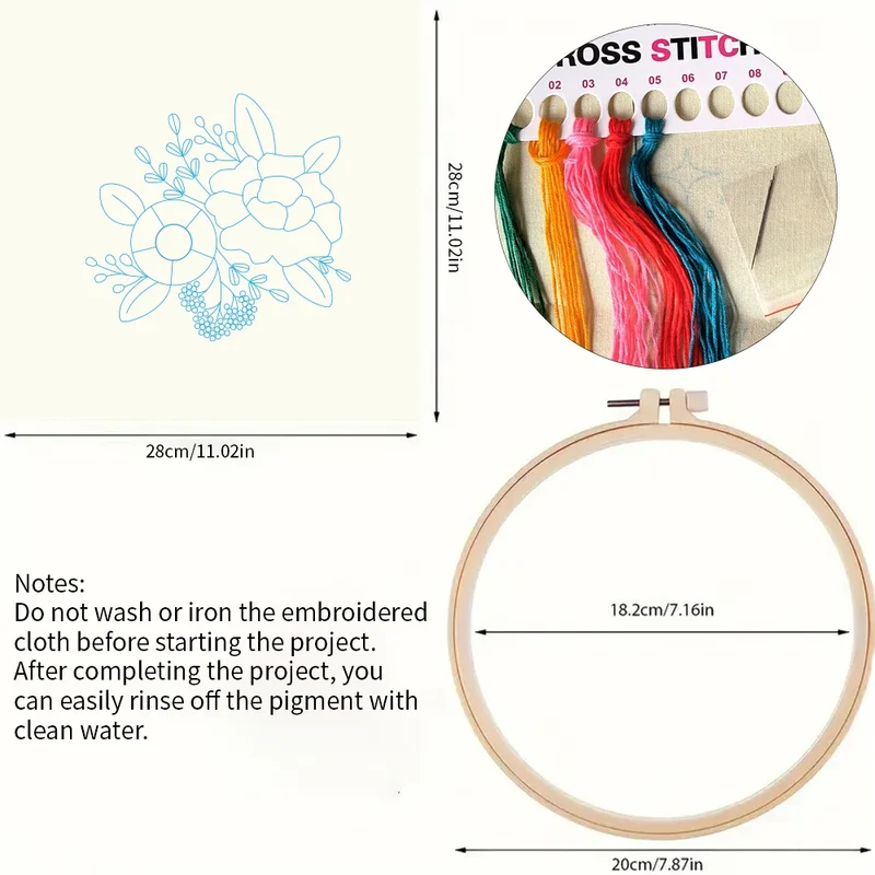Factory DIY Flowers Practice Embroidery Set for Beginners Semi Finished Handmade Cross Stitch Decoration Crafts