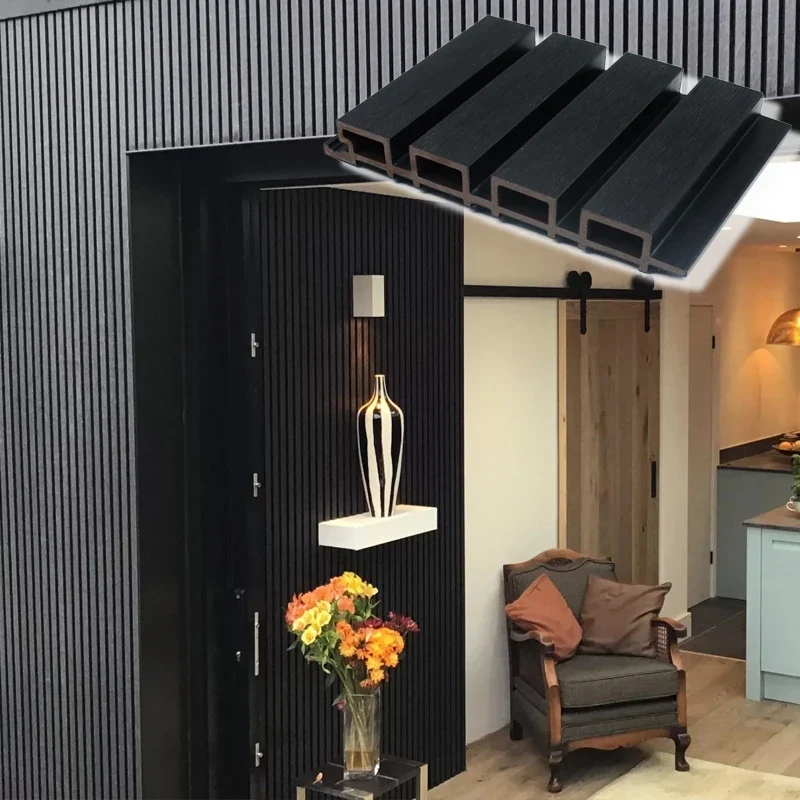 Great Outdoor Waterproof Fluted WPC Wall Panel External Plastic Composite Garden Cladding for Hotels and Villas