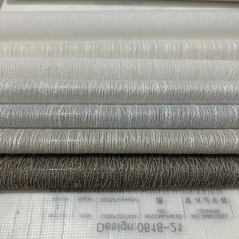 2024 New Design Dyed Slub Woven 100% Polyester Sheer Curtain More 80 Styles Stock Hotel Tulle Curtains Living Room