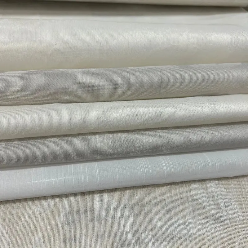 2024 New Design Dyed Slub Woven 100% Polyester Sheer Curtain More 80 Styles Stock Hotel Tulle Curtains Living Room
