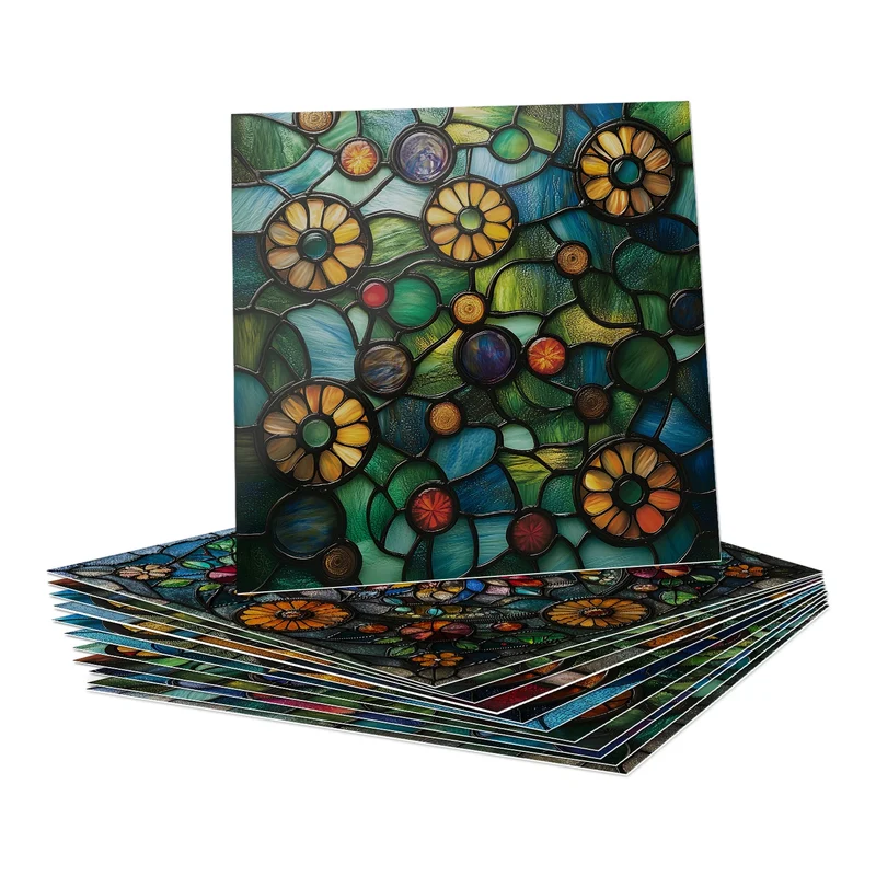 24 Pcs Self Adhesive Tile Stickers Peel and Stick Wall Tiles Waterproof PVC Backsplash Tile for Kitchen 7.87 X 7.87 Inch