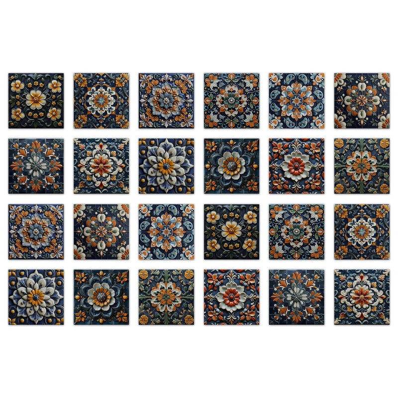 24 Pcs 7.87 X 7.87 Inch Waterproof PVC Backsplash Tile Self Adhesive Tile Stickers Peel and Stick Wall Tiles for Kitchen