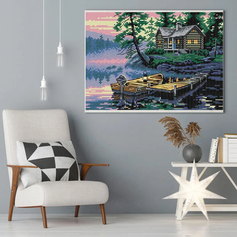 NKF Landscape Painting Embroidery Sets Arts Crafts and Sewing Cross Stitch Kits