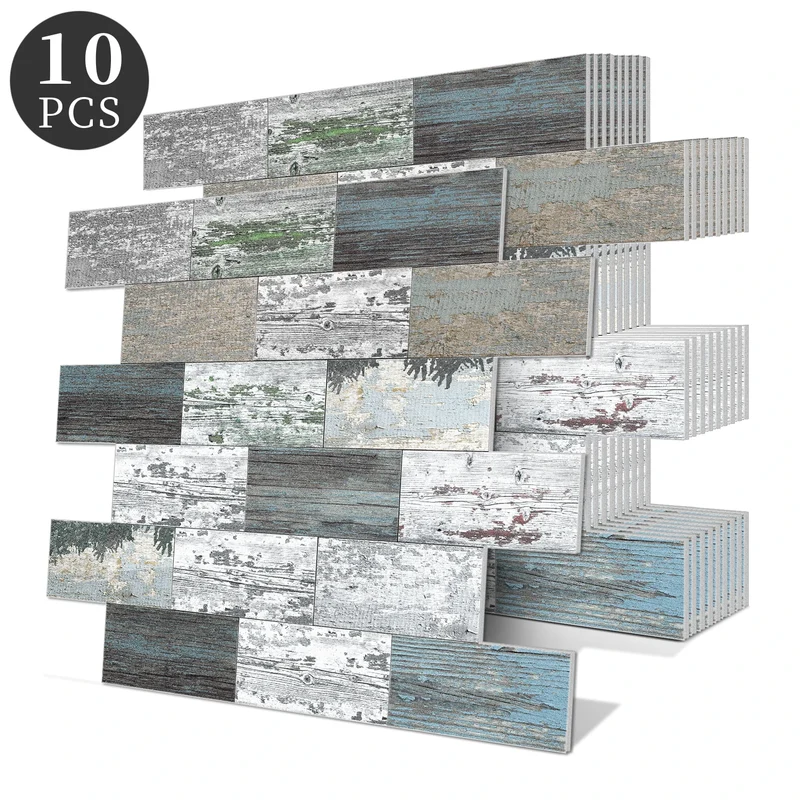 10 Pcs 13.5 X 11.5 Inch Self Adhesive Tile Stickers Waterproof PVC+PE Backsplash Tile Peel and Stick Wall Tiles for Kitchen