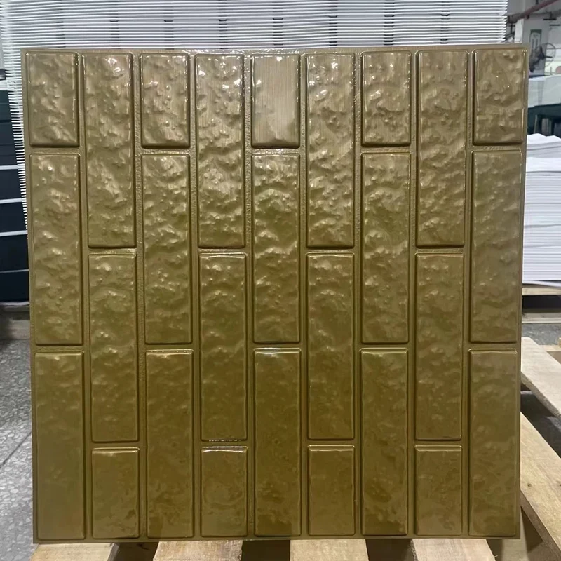 Irini 2024 Hot Selling PVC Deep Brushed Gold 3D Wall Panels Waterproof Fireproof Easy Install Household Interior Wall Decor