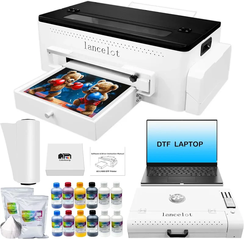 Lancelot 30cm DTF Printer with L1800 Print Head CMYK+White DTF Ink System for Custom Apparel and Startup Printing