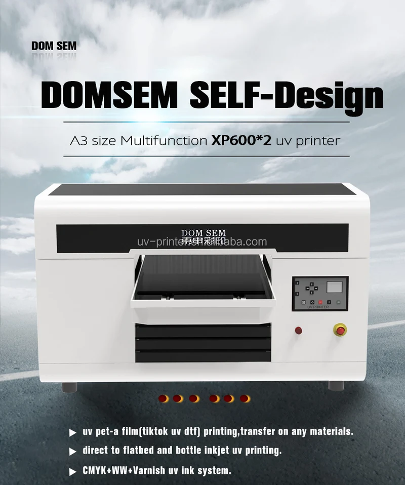 DOMSEM New A3 UV Sticker DTF Printer Inkjet Pet Film Sheet Sticker Uv Printing Machine
