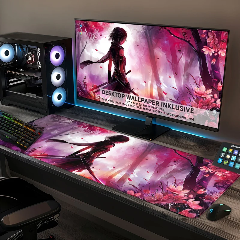 Gaming Mauspad XXL Sakura Blossom Blade 90x40 | 80x30 | 45x40 cm 4mm Premiumdicke