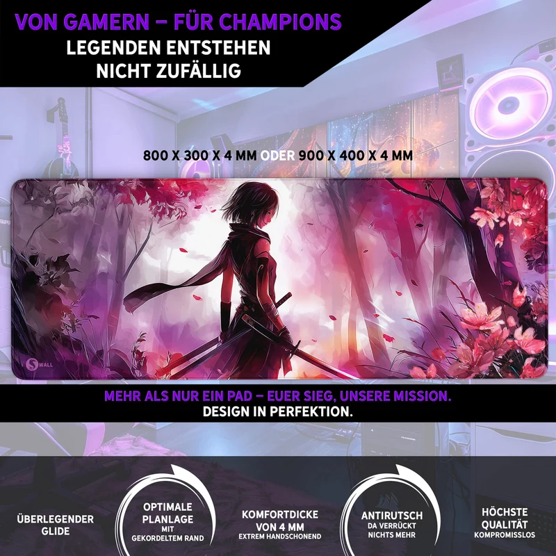 Gaming Mauspad XXL Sakura Blossom Blade 90x40 | 80x30 | 45x40 cm 4mm Premiumdicke