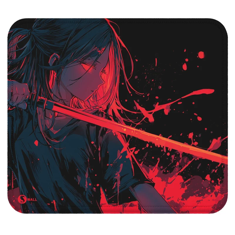 Gaming Mauspad XXL Crimson Katana Samurai Girl 90x40 | 80x30 | 45x40 cm 4mm Premiumdicke