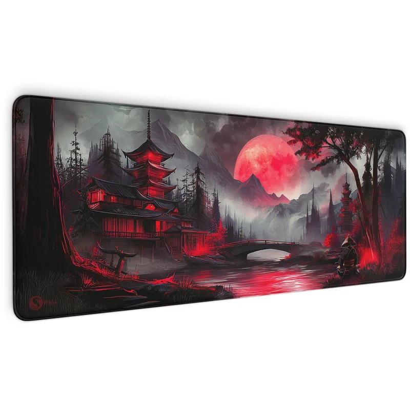 Gaming Mauspad XXL Red Moon Japan Samurai 90x40 | 80x30 | 45x40 cm 4mm Premiumdicke
