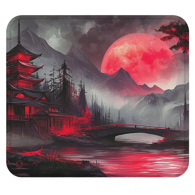 Gaming Mauspad XXL Red Moon Japan Samurai 90x40 | 80x30 | 45x40 cm 4mm Premiumdicke