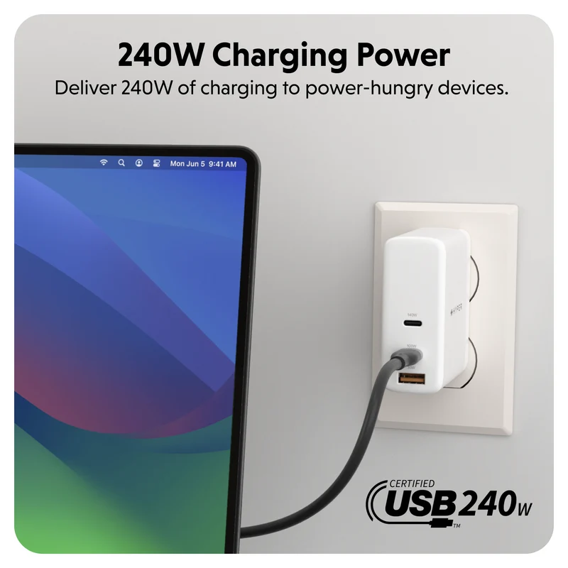 HyperJuice 240W Silikon USB-C zu USB-C Kabel (6ft/2m) - Schwarz