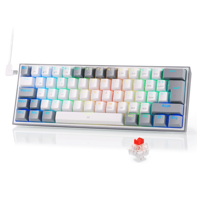 FIZZ K617DE 60% Mini mechanische Tastatur – Weiß & Grau