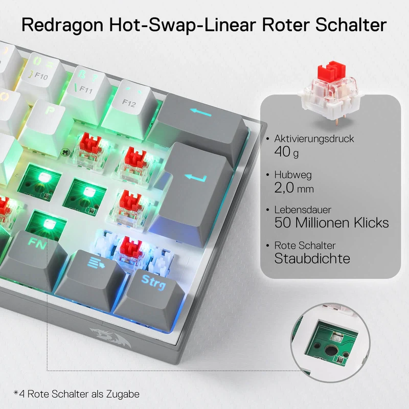 FIZZ K617DE 60% Mini mechanische Tastatur – Weiß & Grau