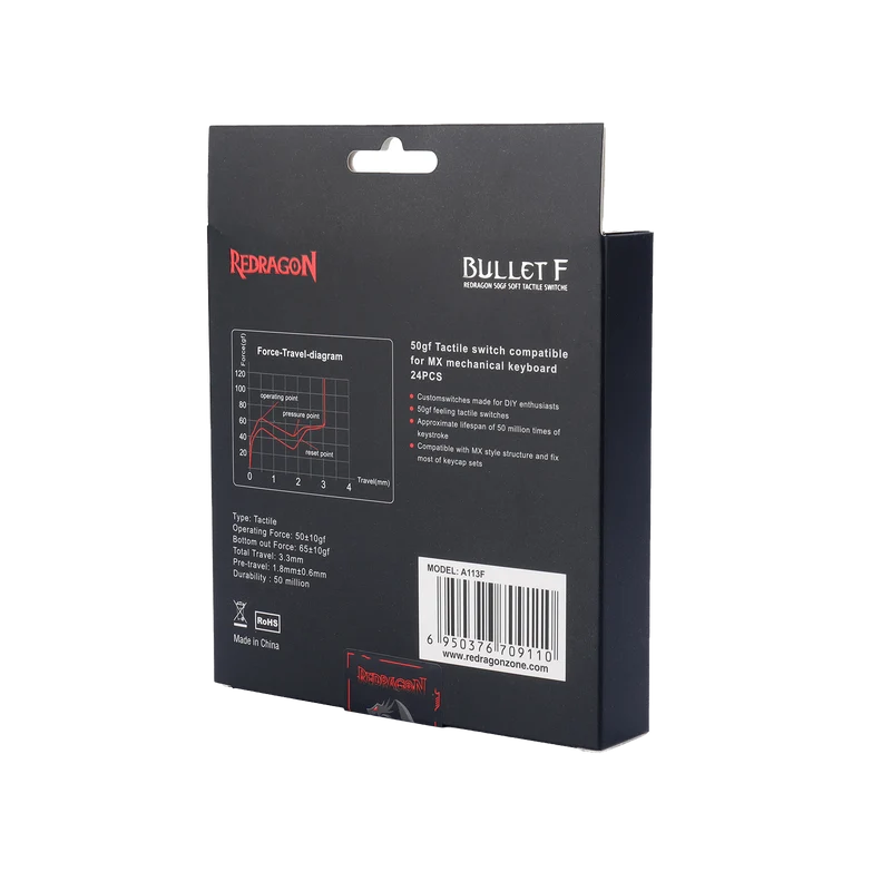 BULLET-F A113 Mechanical Switch (24 pcs Switches, Equivalent Blue)