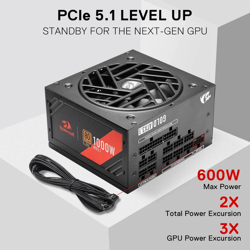 MASTER RGPS PRO 1000W 80 Plus® Gold ATX 3.1 PSU (Black & White)