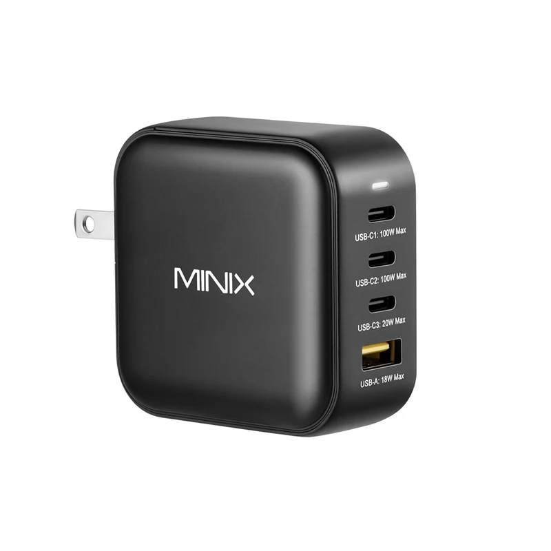 MINIX P3 100W 4-Port GaN Wall Charger with Interchangeable Plugs