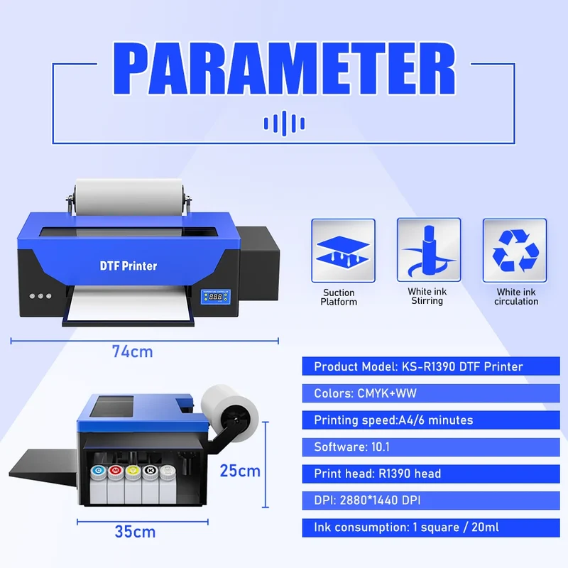 Dtf Roll A3 & Oven t Shirt Digital Printing Machine Dtf 1390 Film Sticker Impresora Transfer Textil Dtf Printer CE Certified