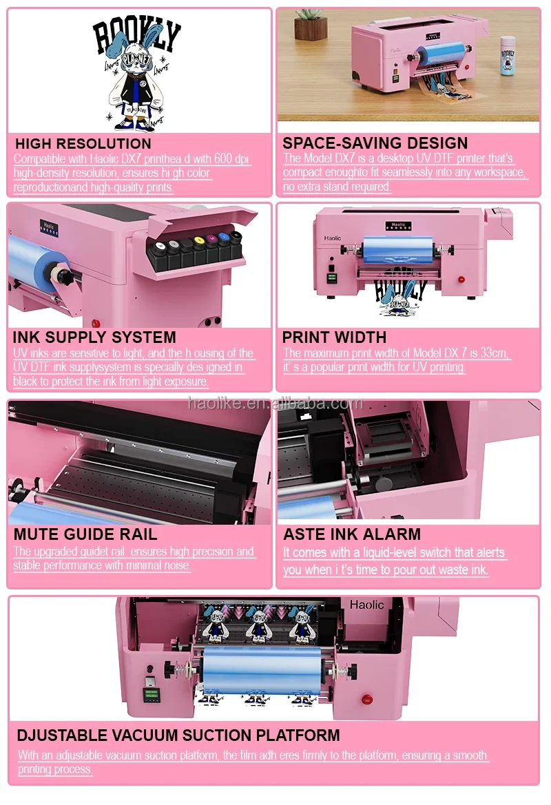 Haolic New Automatic UV DTF Printer Machine UV Ink 1 Year A3 Size for Cups Tumblers Phone Cases Glass Wood Acrylic Signs