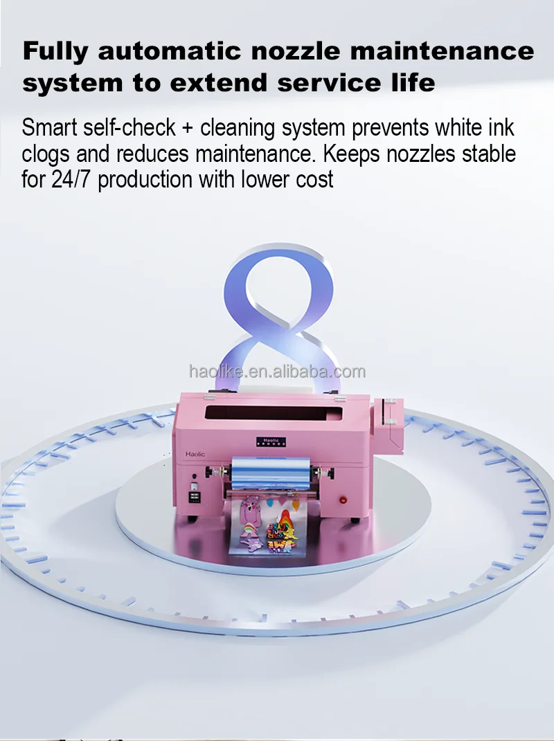 Haolic New Automatic UV DTF Printer Machine UV Ink 1 Year A3 Size for Cups Tumblers Phone Cases Glass Wood Acrylic Signs