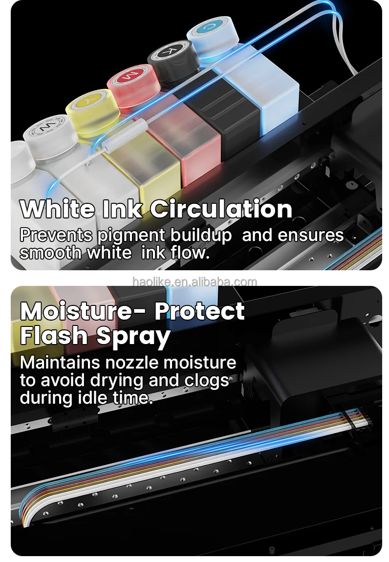 New Haolic A3 30cm DTF T-Shirt Printer with XP600 Head Automatic Roll-to-Roll Film Transfer Pink Dtf Printer for Small Business