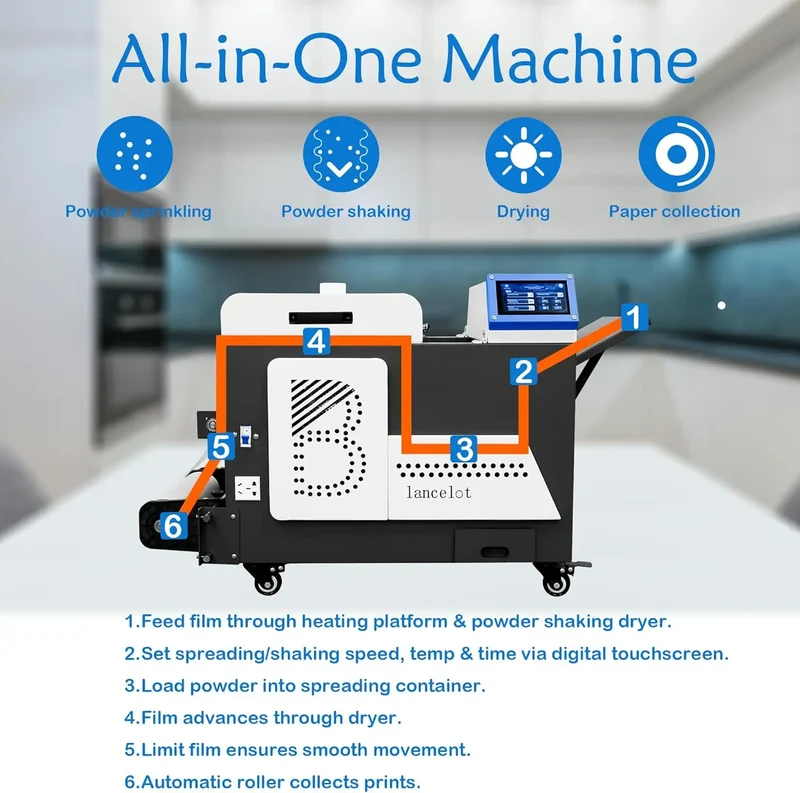 Lancelot M1630 Pro DTF Printer Bundle with Powder Shaker Dryer Laptop Full T Shirt Printing Solution for Small Business Startup