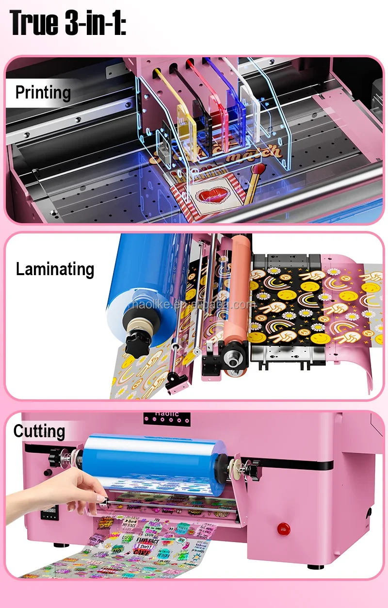 Haolic Automatic UV DTF Printer Roll-to-Roll New 1 Year Epson Head All One Machine Stickers Labels Cup Wraps Multipurpose