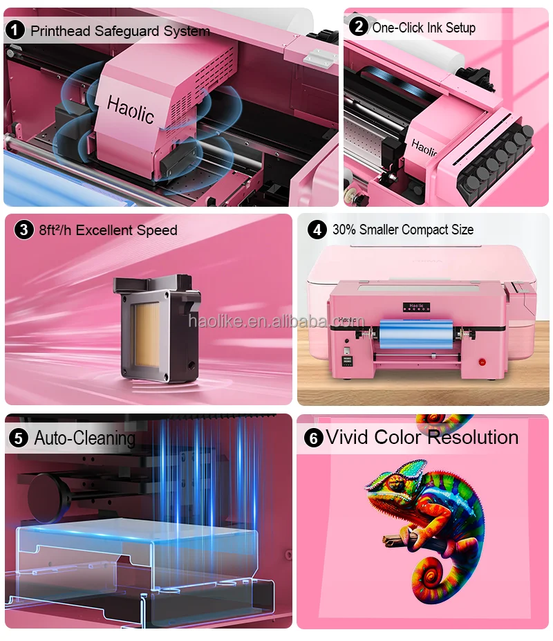 Haolic Automatic UV DTF Printer Roll-to-Roll New 1 Year Epson Head All One Machine Stickers Labels Cup Wraps Multipurpose