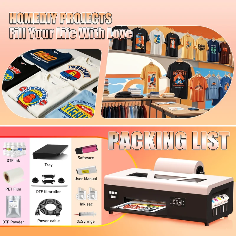 Low Price Dtf Printer Film Sticks Direct to Film Digital Dtf Printer T Shirt Printing Machine Oven Ink Dtf Printer Bundle Mix