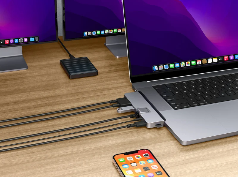 HyperDrive DUO PRO 7-in-2 USB-C Hub - Grau