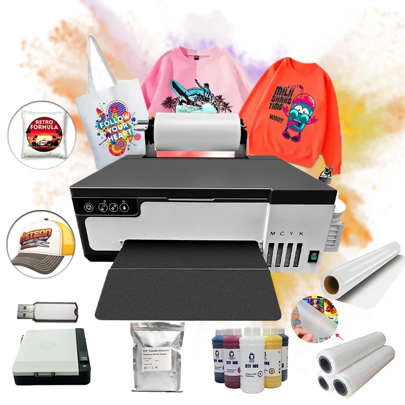 DTF Inkjet Printer A4 Size Start Kit DTF Printer Full Set Machine Heat Transfer XP600 DTF Printer With Materials